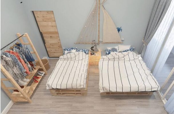 Giường pallet đôi dành cho phòng ngủ