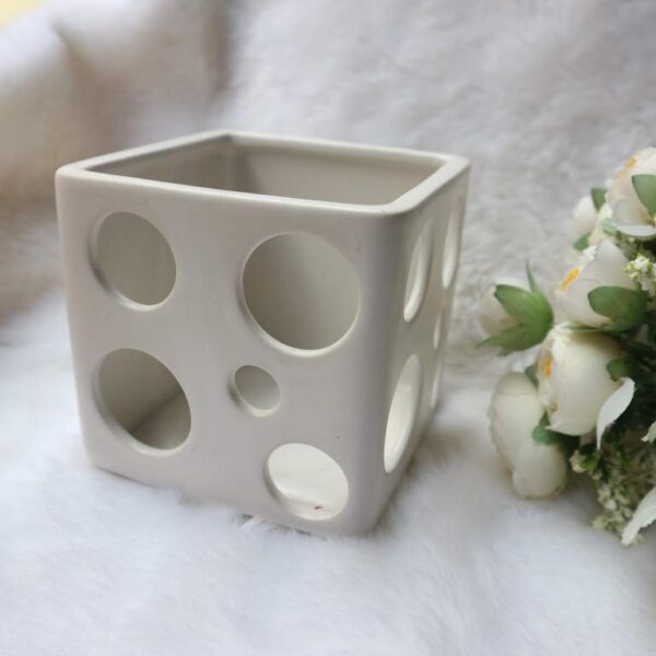 Chân đèn vuông bằng sứ đa năng - cắm bút viết, cọ trang điểm...