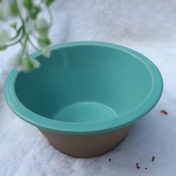 Tô/Chậu Sứ Cao Cấp Đa Năng - Kiểu Dáng Cổ Điển Phối Đất Nung Độc Đáo - Xanh dương (20x11)
